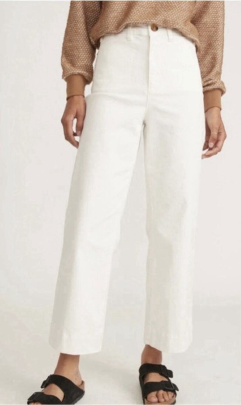 MARINE LAYER Wode Leg Pants Womens Size 14 Off White Cream Casual